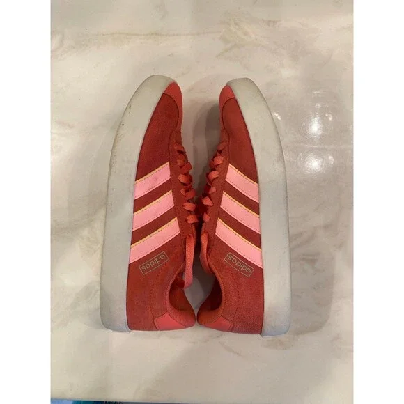 Adidas VL Court 3.0 Sneaker Rust /Pink Size 7.5 Tennis Shoe T-Toe Design Lace Up - Picture 7 of 9